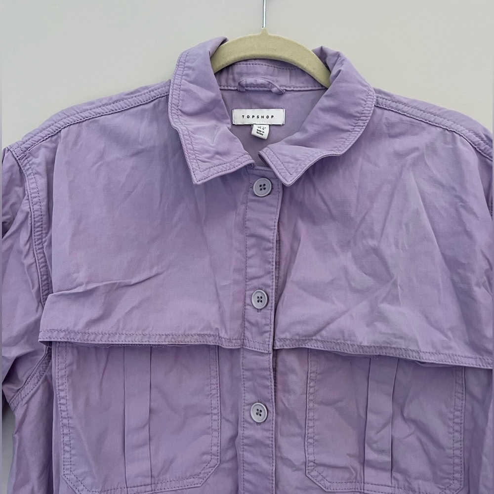 Topshop Lilac Oversized Utility Short Sleeve Shirt Size 12 - Picture 6 of 8